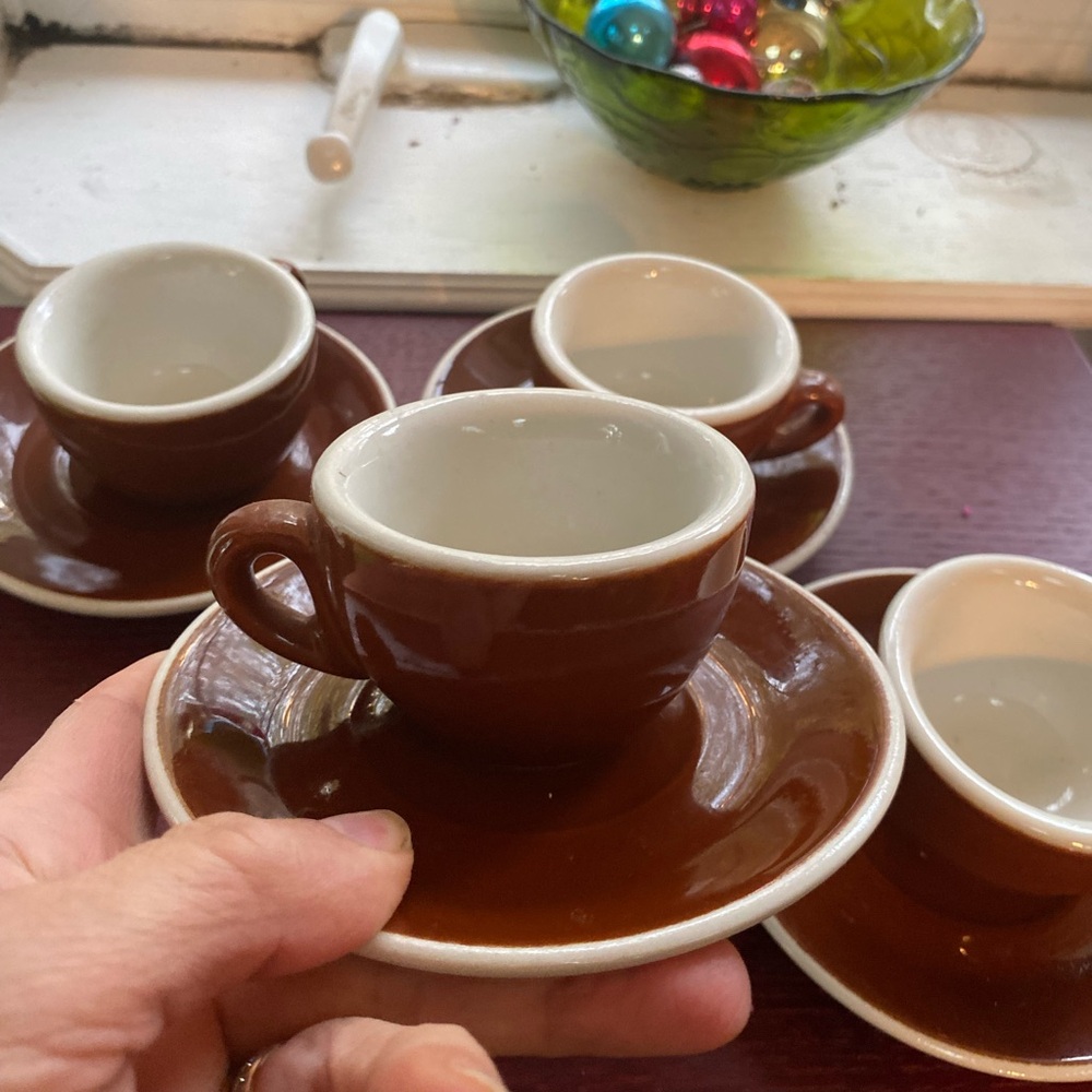 Vintage Italian ACF Ceramic Espresso Cup and Saucer Set